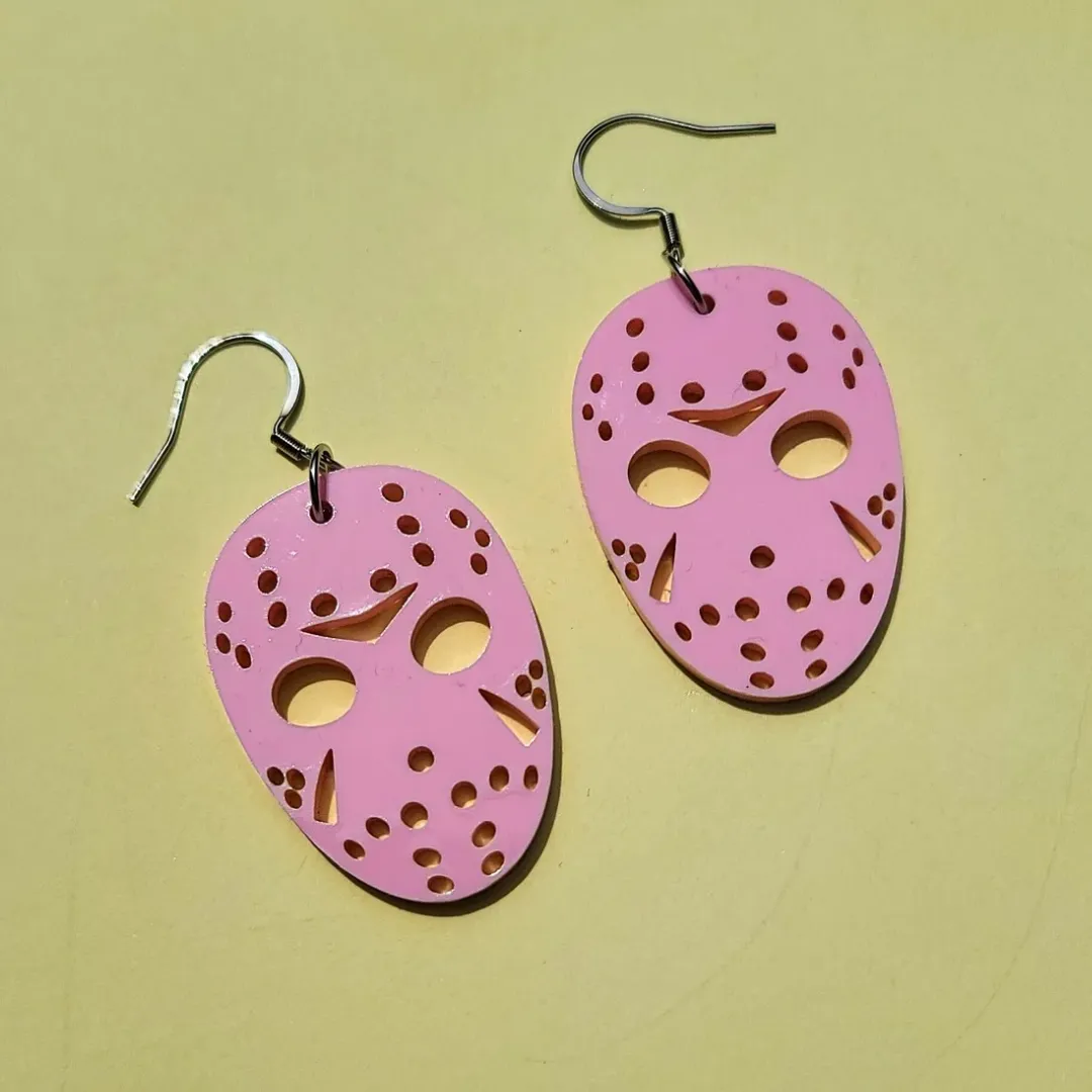 MiniKitty Mask Pastel Pink Halloween øredobber gull rosa