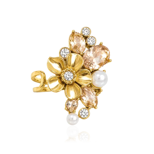 IOAKU La Fleur Sirène Garden ring champagne gull 7