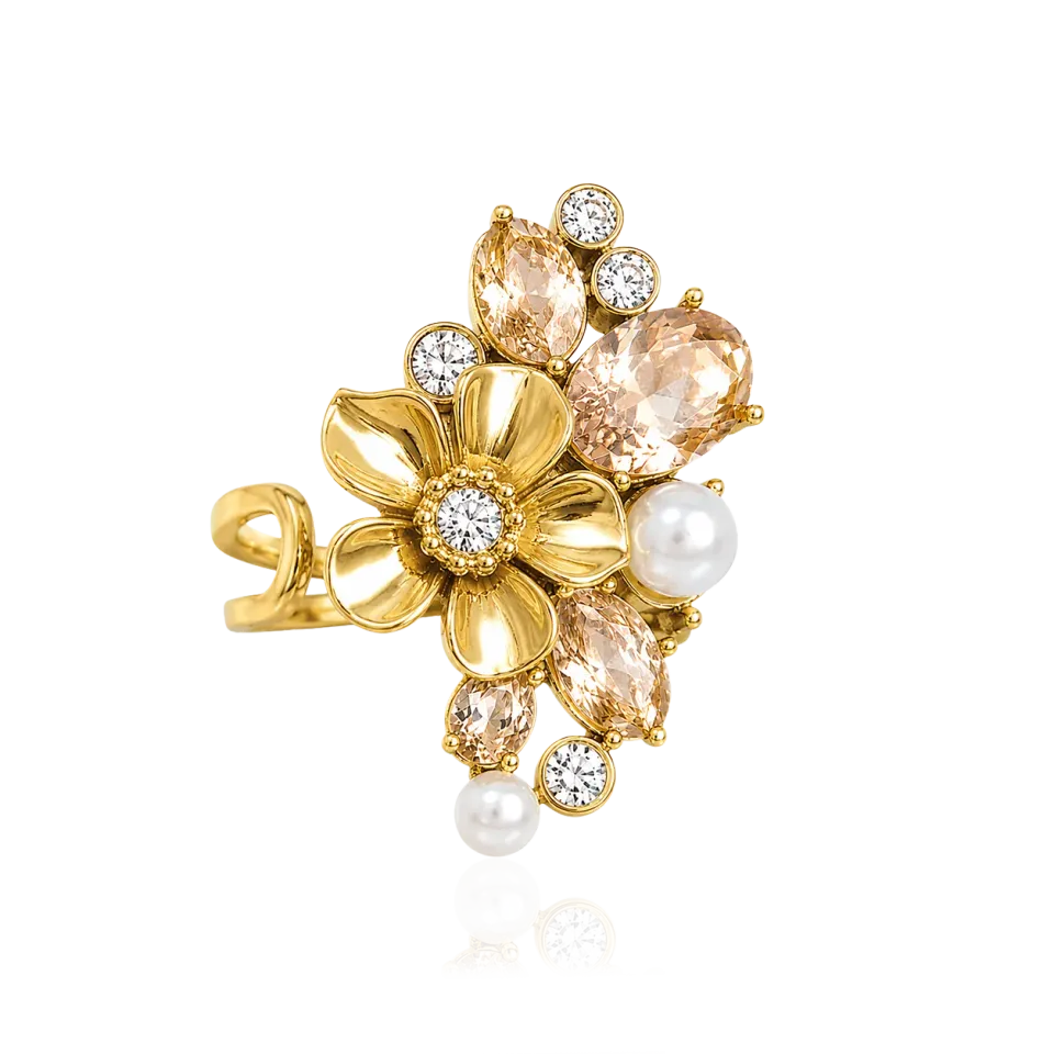 IOAKU La Fleur Sirène Garden ring champagne gull 7