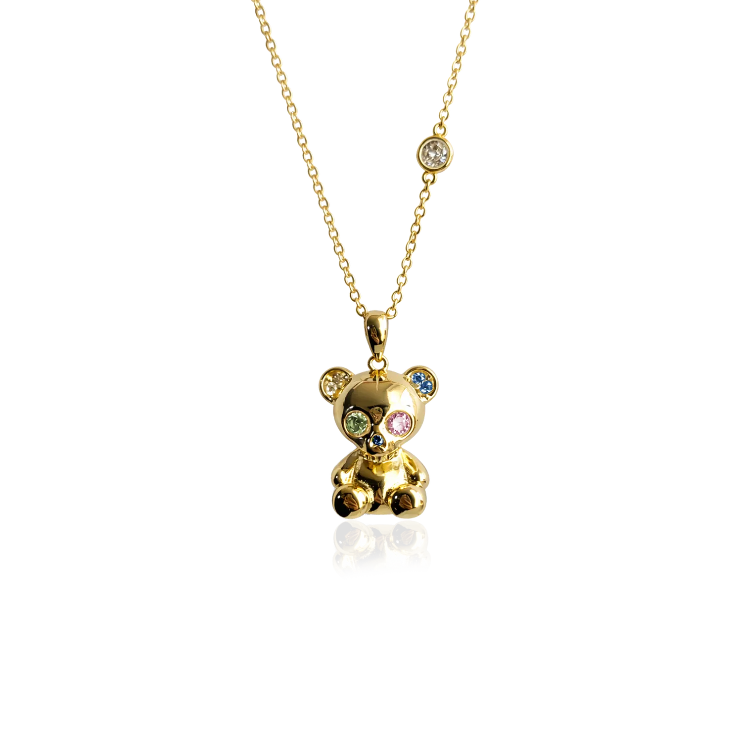 IOAKU Bear Skeleton halskjede gull mix krystall