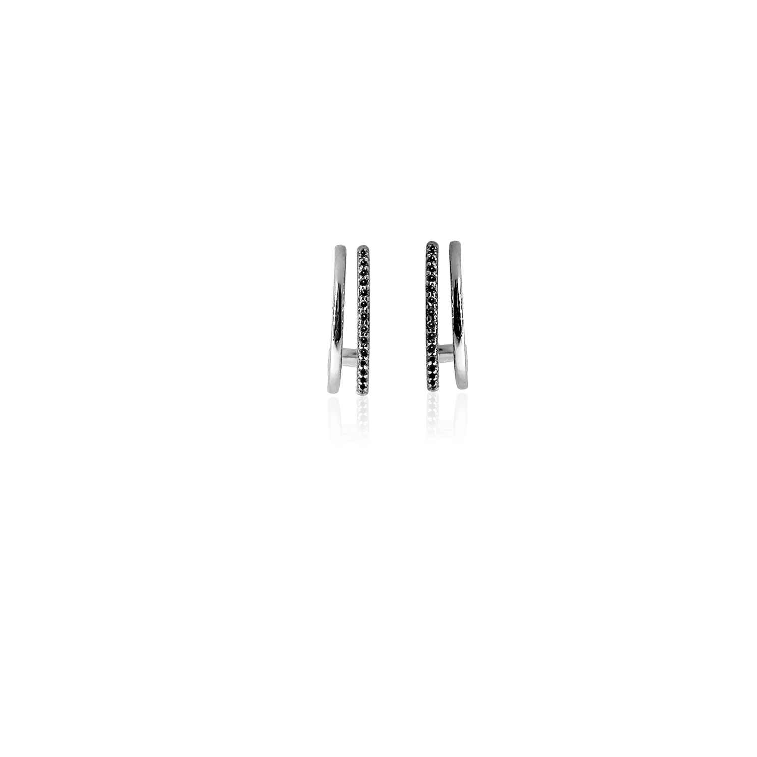 IOAKU Plain Crystal Twin Loop øredobber svart gull