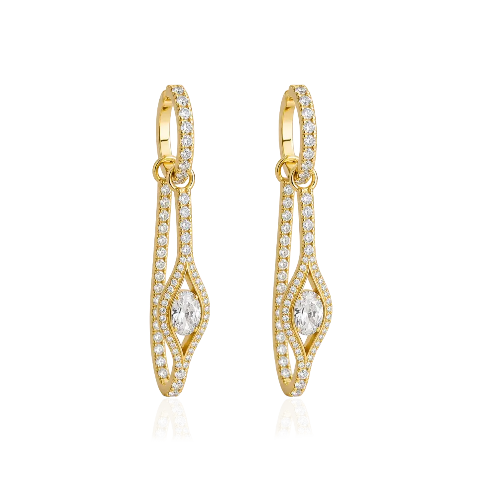 IOAKU Elecktra Sparkle Eye Hoop øredobber hvit 5 cm
