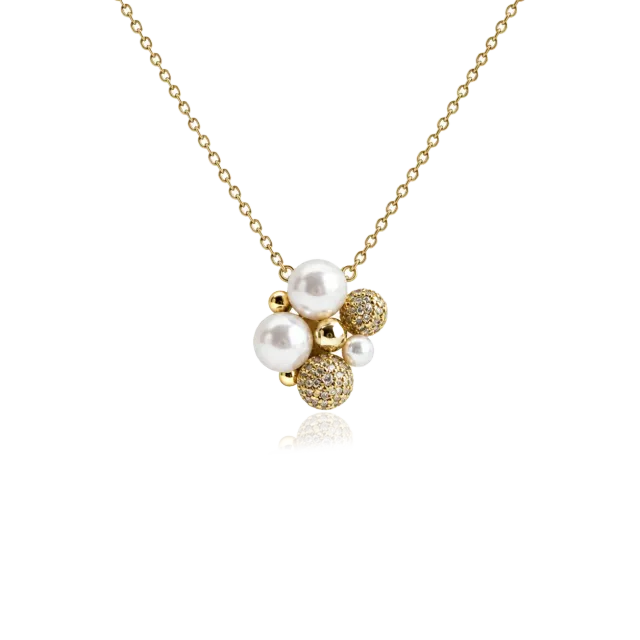 IOAKU Berry Pearl Petite Pendant halskjede gull perle