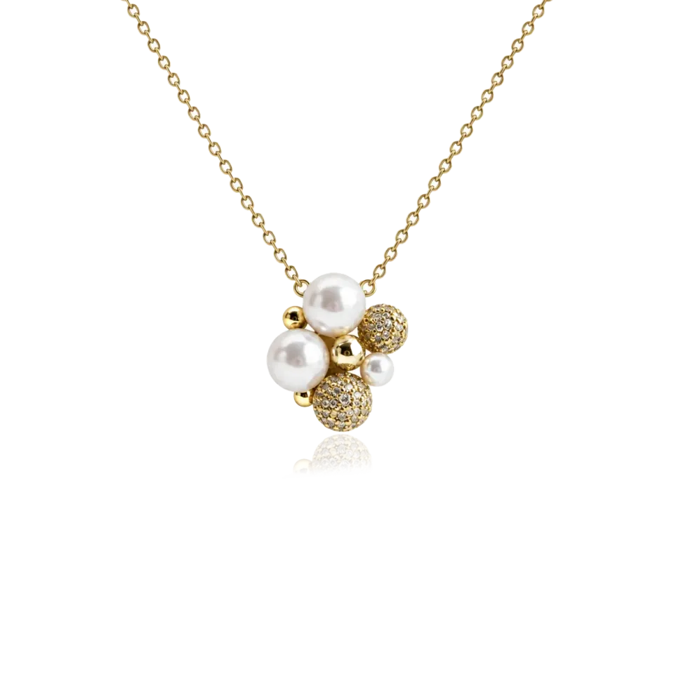 IOAKU Berry Pearl Petite Pendant halskjede gull perle