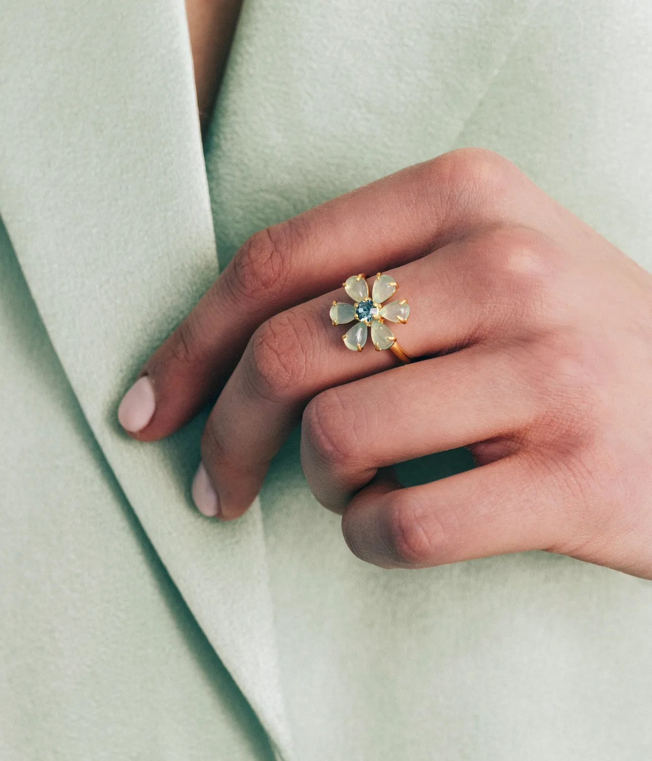 Loren Hope Emeline Flower ring mint pastel str 6-8
