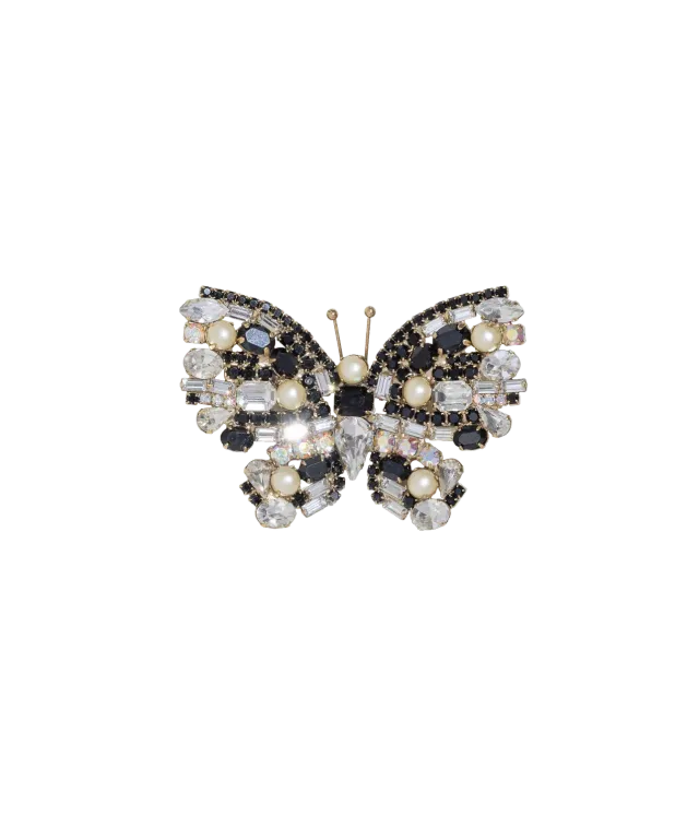 Loren Hope Medium Butterfly brosje Jet White Pearl medium