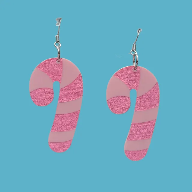 MiniKitty Candy Canes øredobber pastellrosa jul