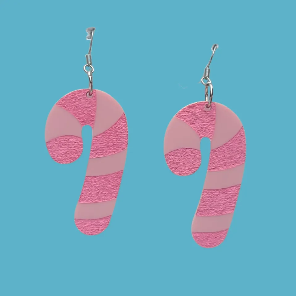 MiniKitty Candy Canes øredobber pastellrosa jul