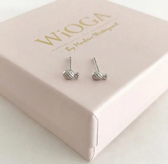 Wioga Pineapple stud øreringe sølv 0,5 cm par