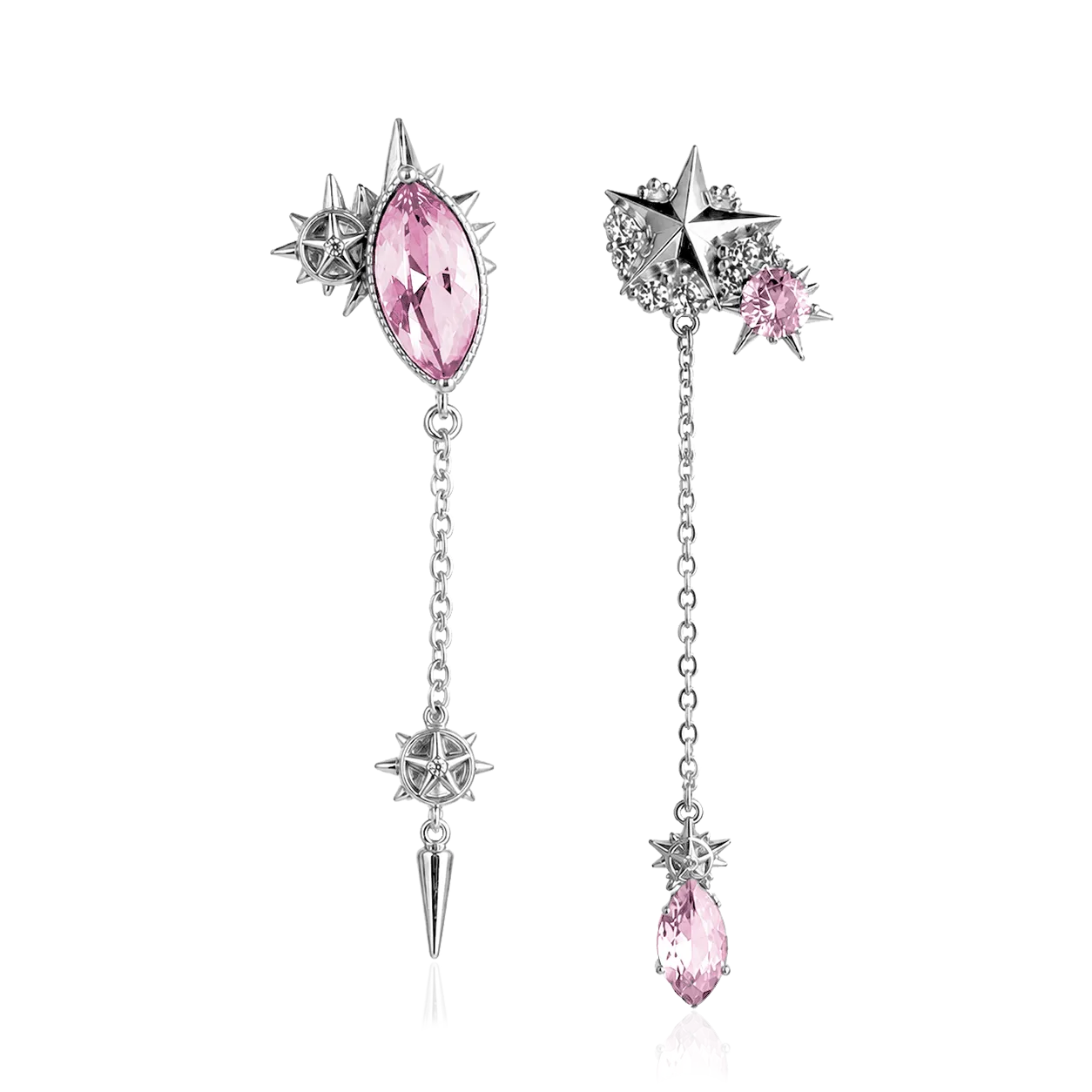 IOAKU Elecktra Sparkle Spike Star øredobber rosa 7,2 cm