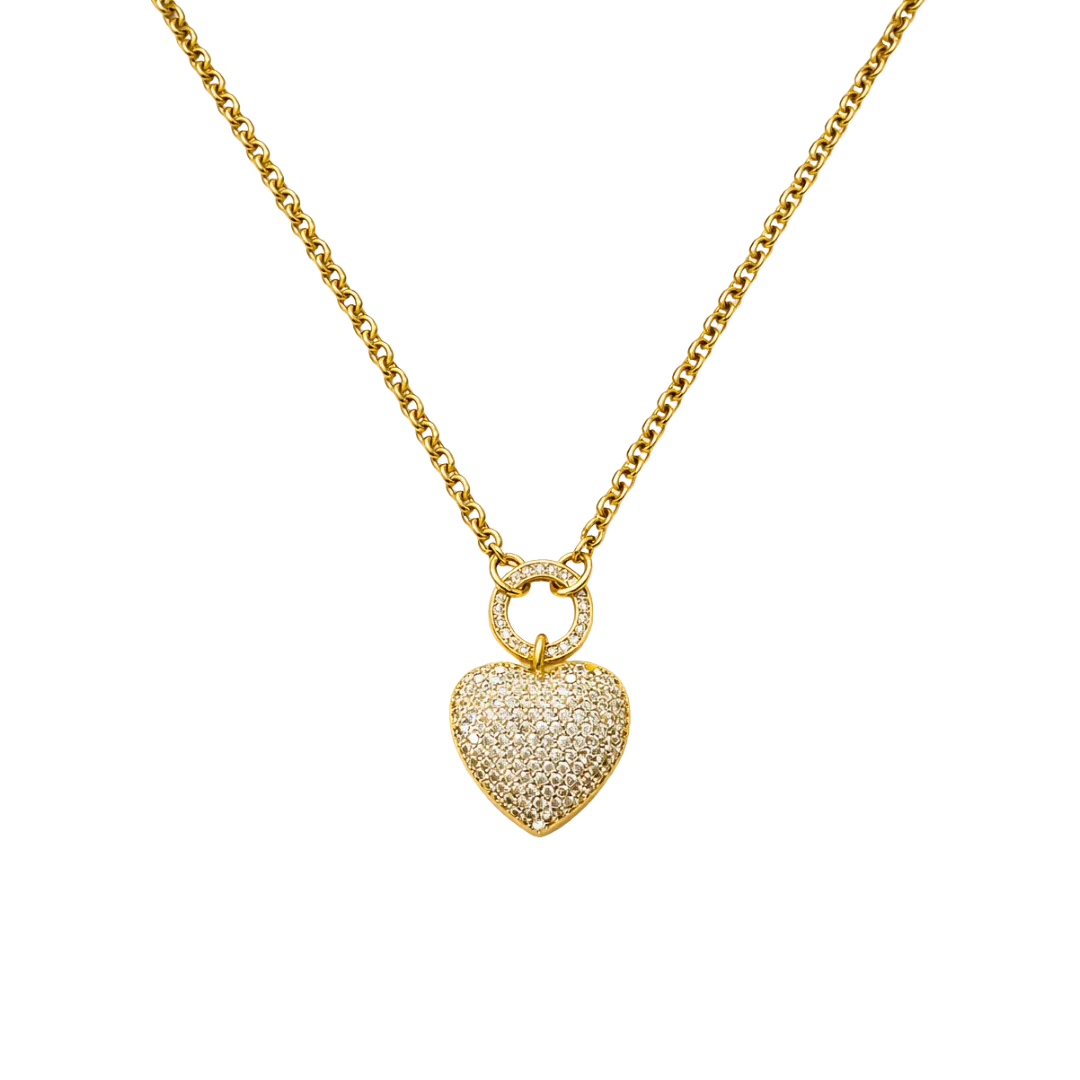 IOAKU Heart of Pavé halskjede gull krystallhjerte