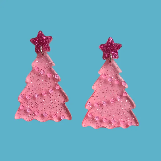 MiniKitty Pink Jelly Trees øredobber glitter jul