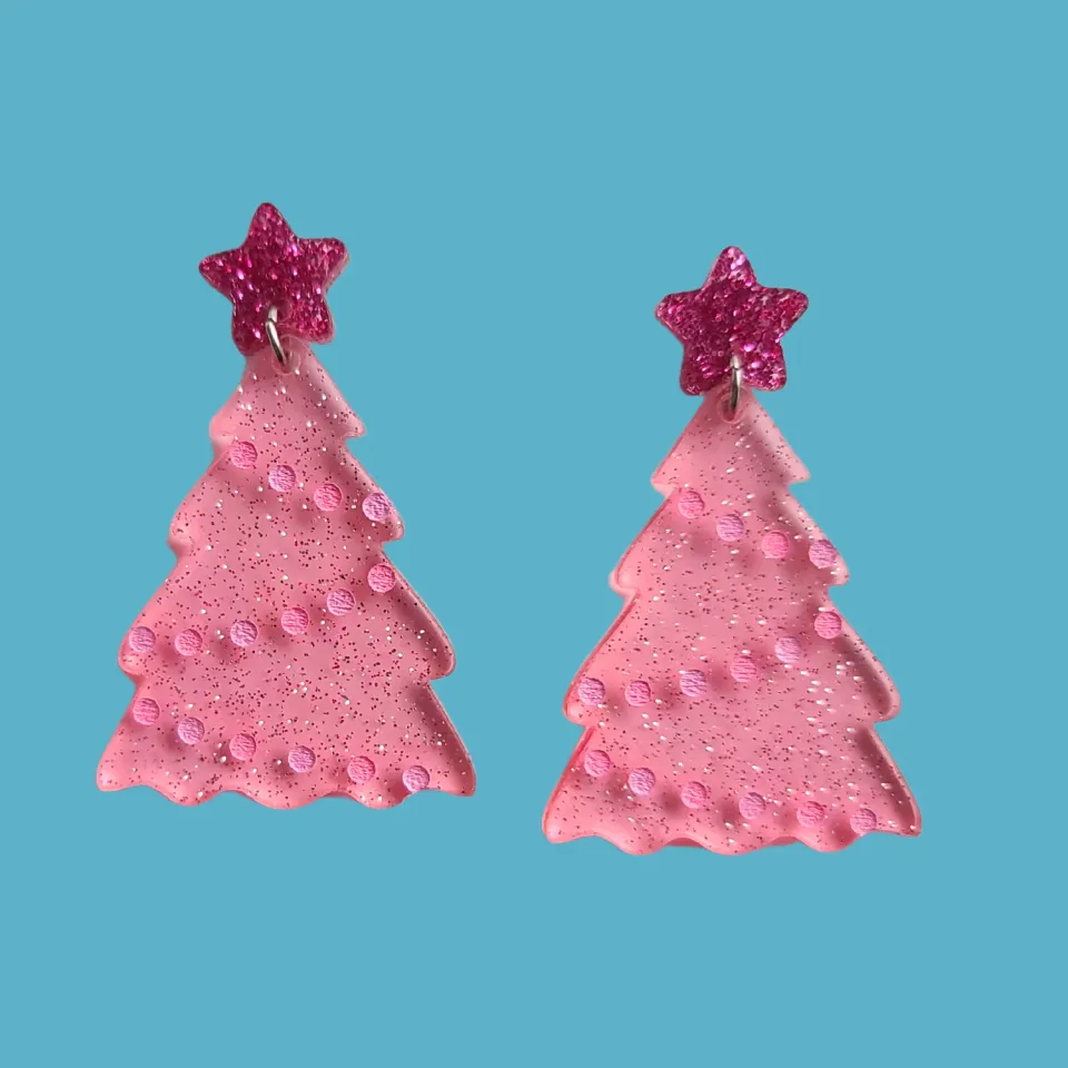 MiniKitty Pink Jelly Trees øredobber glitter jul