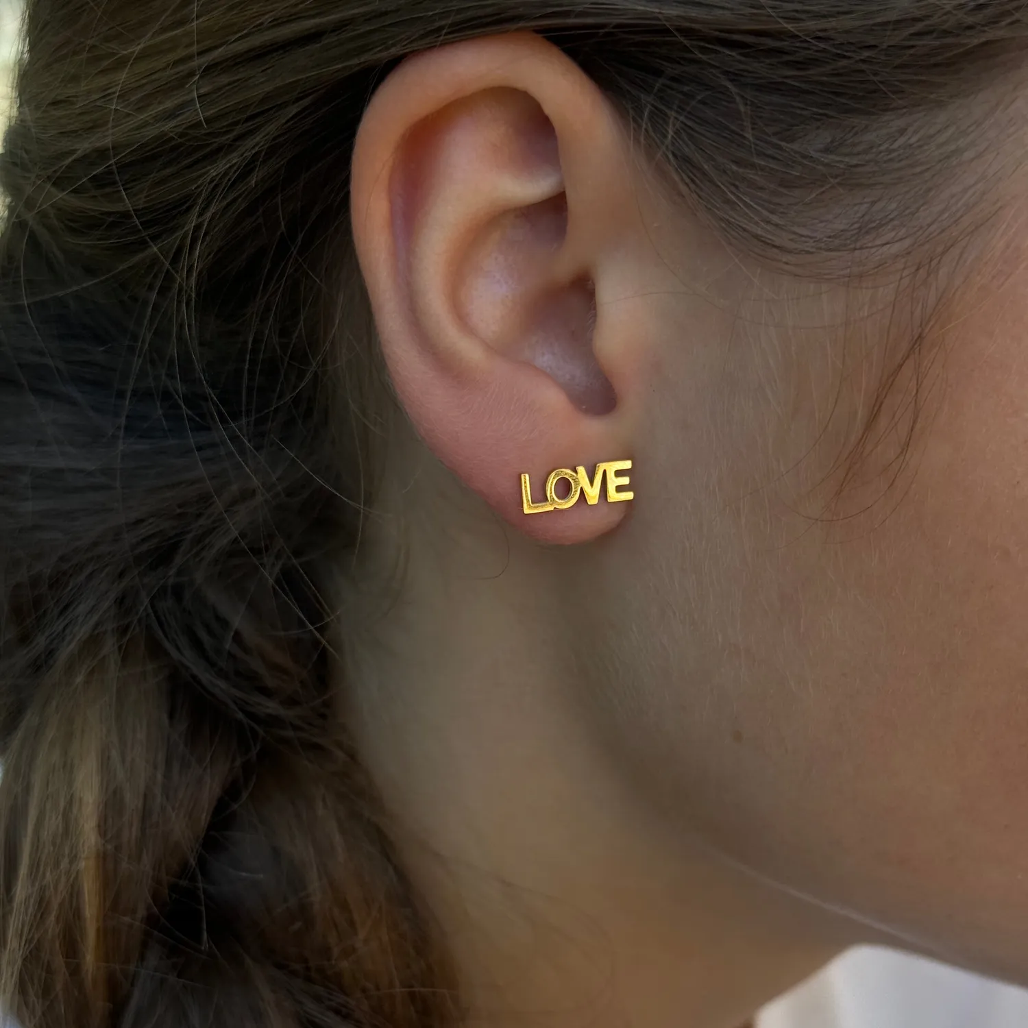 IOAKU Love studs øredobber gull små stål