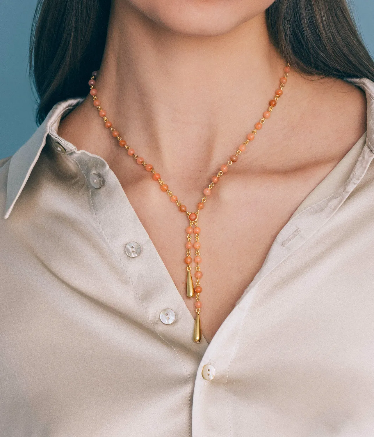 Loren Hope Sabine Y-halskjede coral jade