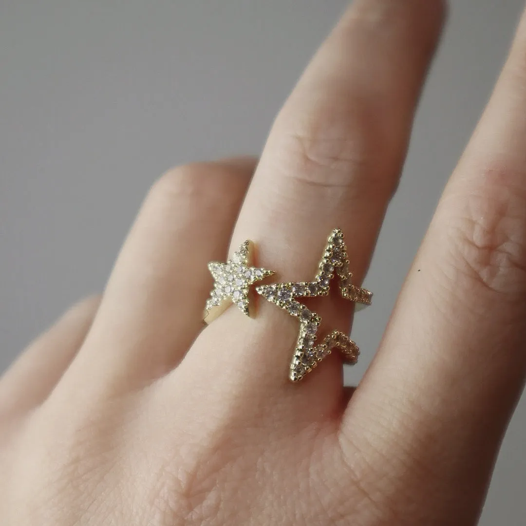 IOAKU Star Light ring gull justerbar messing