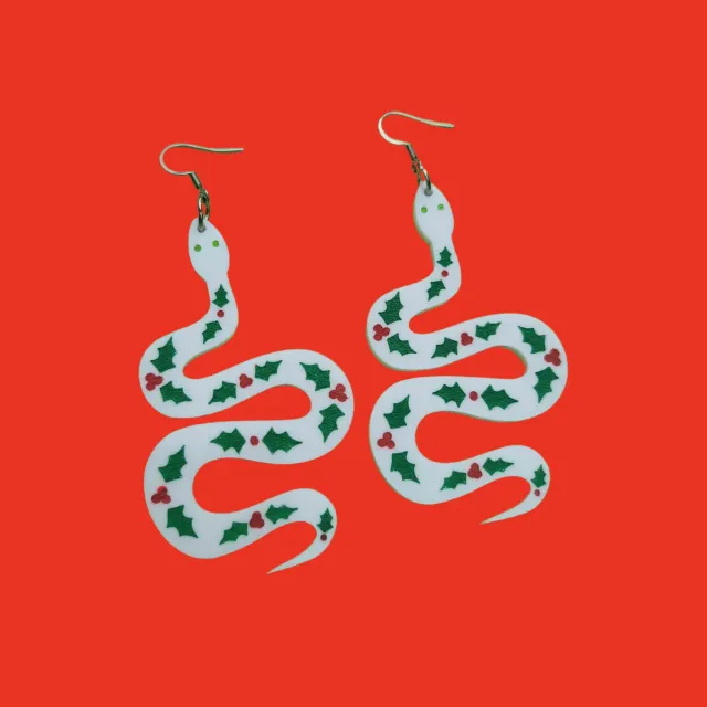 MiniKitty Christmas Snakes Holly øredobber akryl