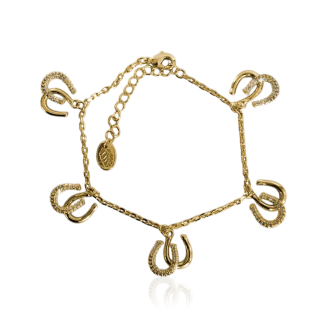 IOAKU Horseshoe Sparkle Charm armbånd gull hestesko