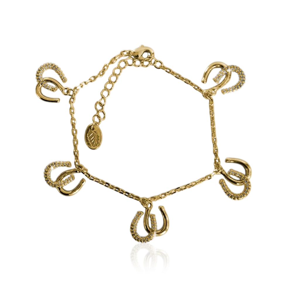 IOAKU Horseshoe Sparkle Charm armbånd gull hestesko