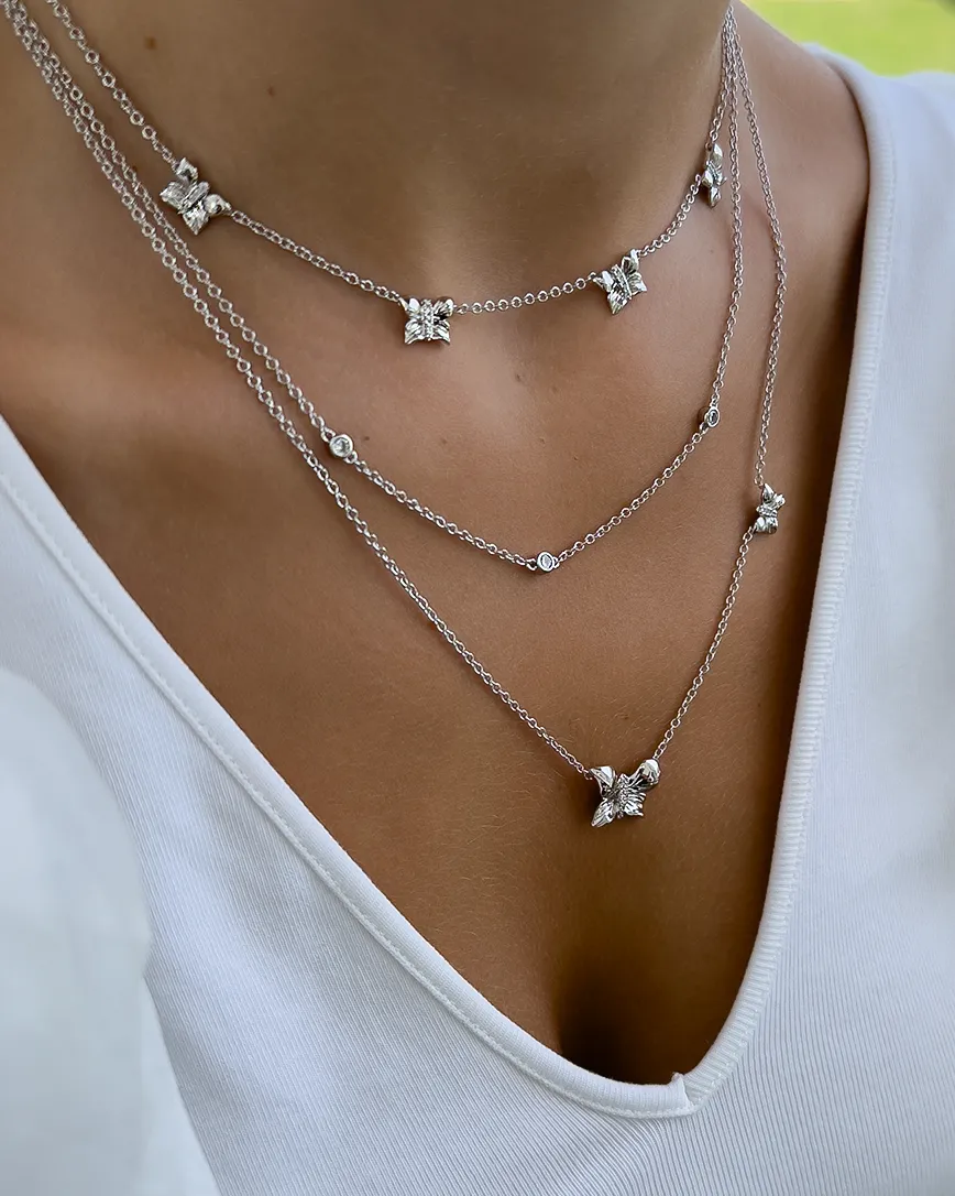 IOAKU Papillon Crystal Multi kjede gull 3-delt