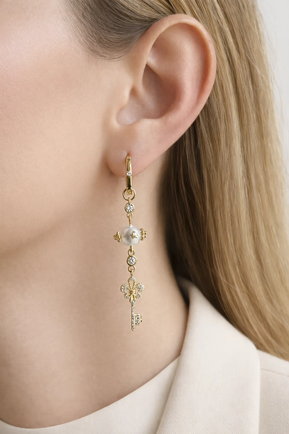 IOAKU Lucky Code Hoop øredobber gull charms stål