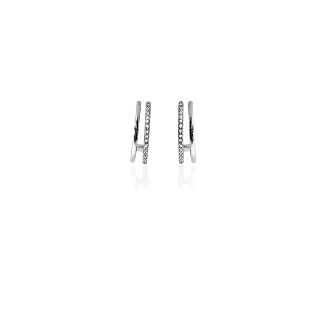 IOAKU Plain Crystal Twin Loop øredobber gull hvit