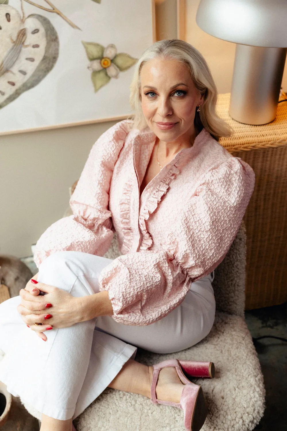 Janne Formoe Puffmedpaffblusen bluse Pink puffermer
