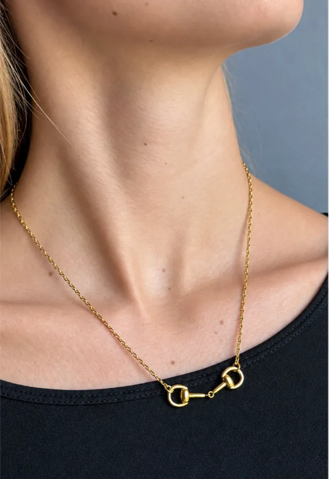 IOAKU Horsebit Plain Pendant halskjede gull hestebitt