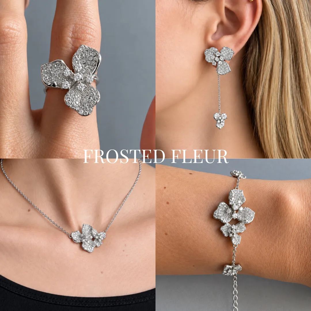 IOAKU Frosted Fleur smykkesett gull 4 deler