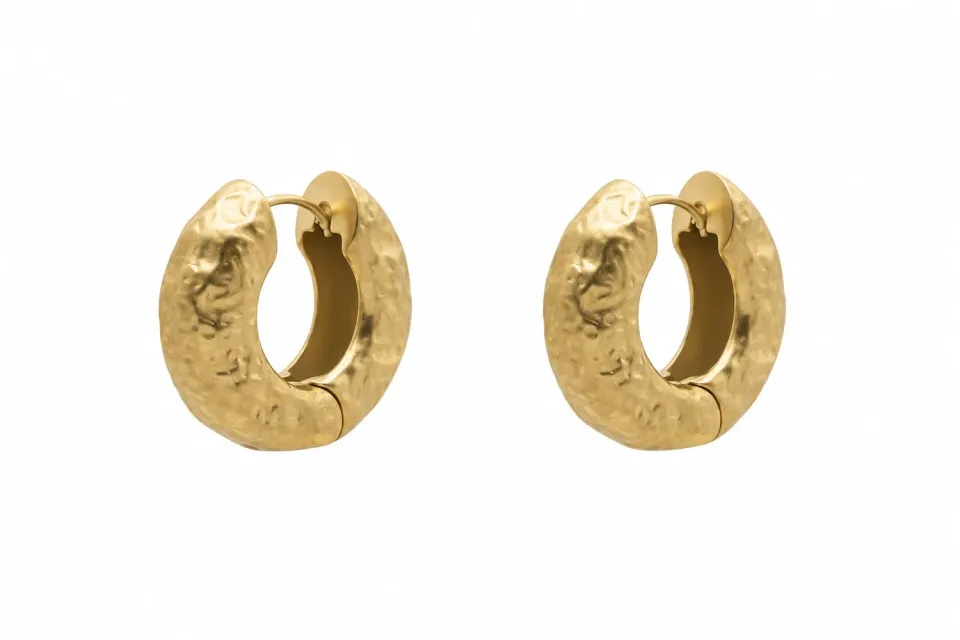 Wos Gunvor øredobber gull matte hoops
