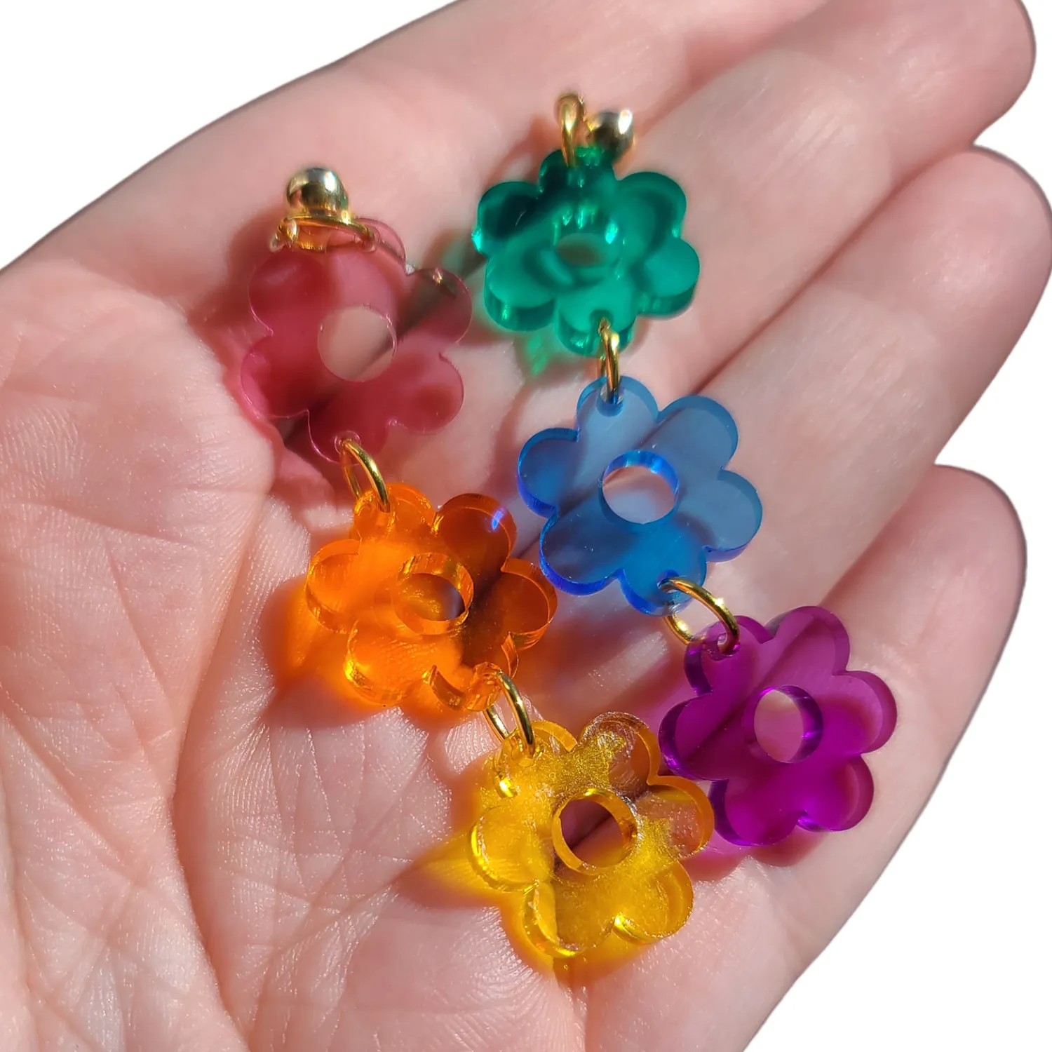 MiniKitty Triple Rainbow Flowers øredobber transparent