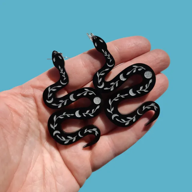 MiniKitty Celestial Snakes Silver øredobber lette
