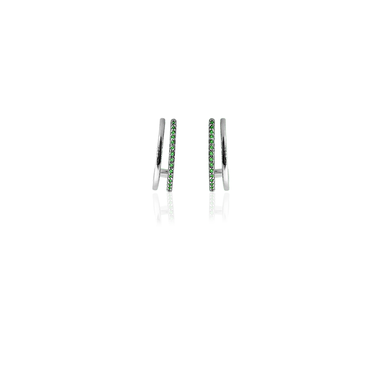 IOAKU Plain Crystal Twin Loop øredobber grønn