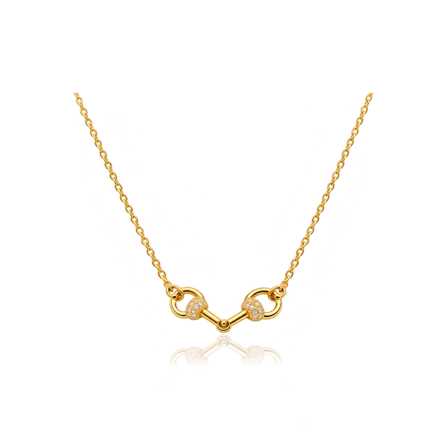 IOAKU Horsebit Pendant Sparkle halskjede gull