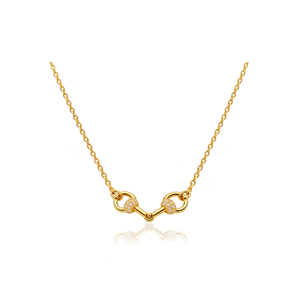IOAKU Horsebit Pendant Sparkle halskjede gull