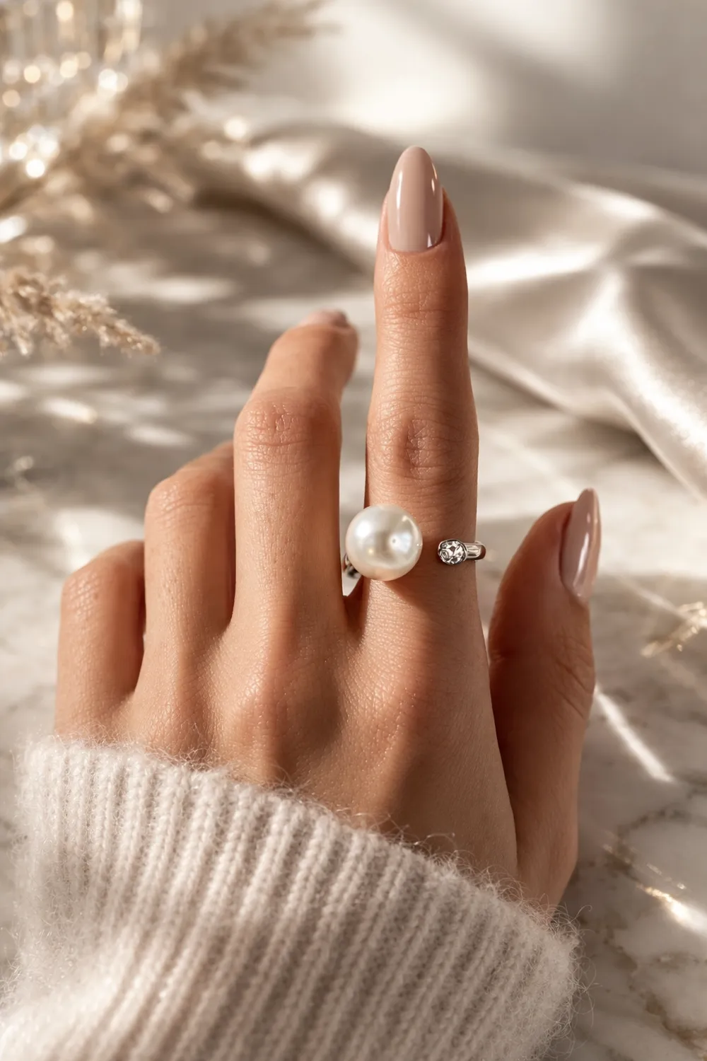 IOAKU Linear Pearl Luxury perlering gull str 7-8