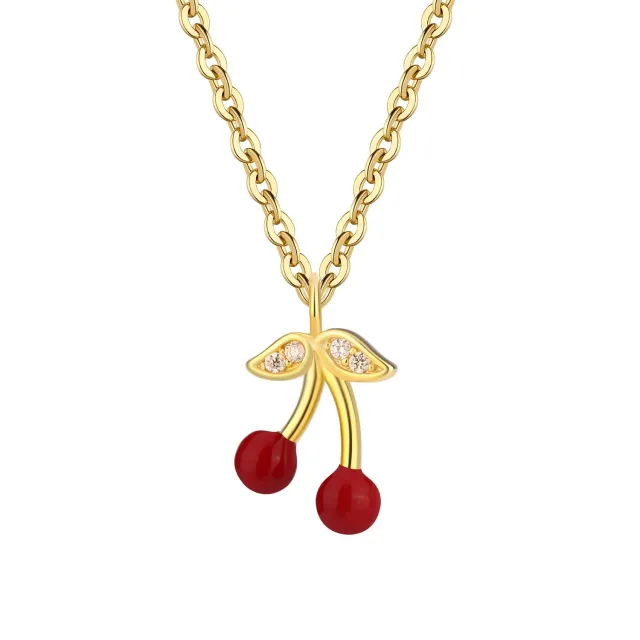 Wioga Cherry N-8564-GP halskjede rød forgylt