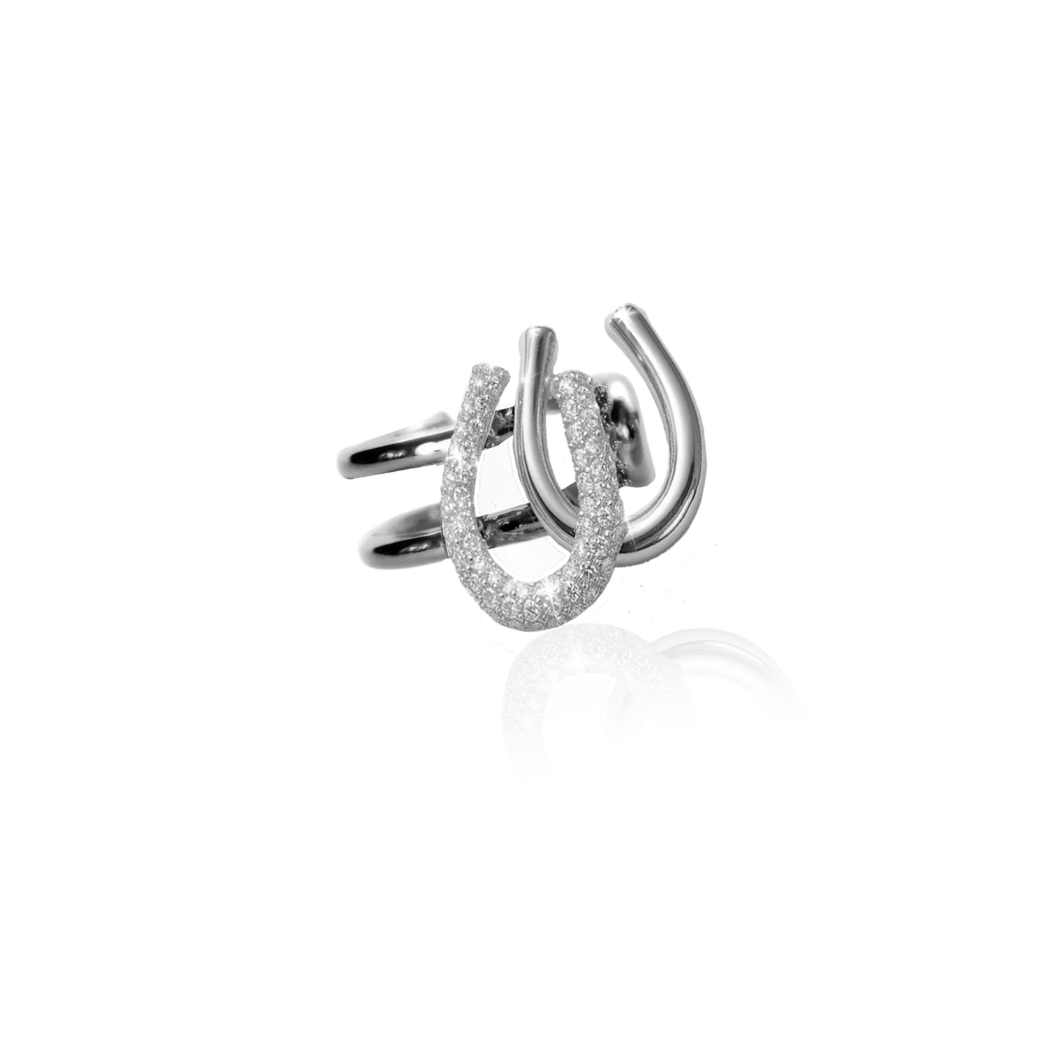 IOAKU Horseshoe Sparkle ring gull justerbar