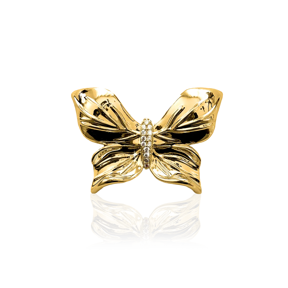 IOAKU Papillon Crystal brosje gull sommerfugl