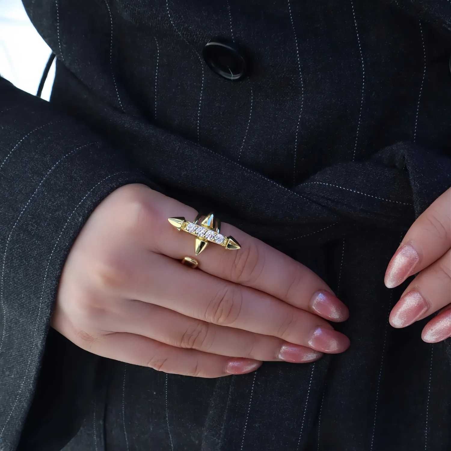 IOAKU Eternal Cross ring gull 3 cm justerbar