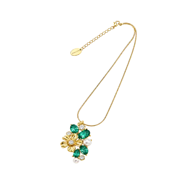 IOAKU La Fleur Garden Pendant halskjede smaragd