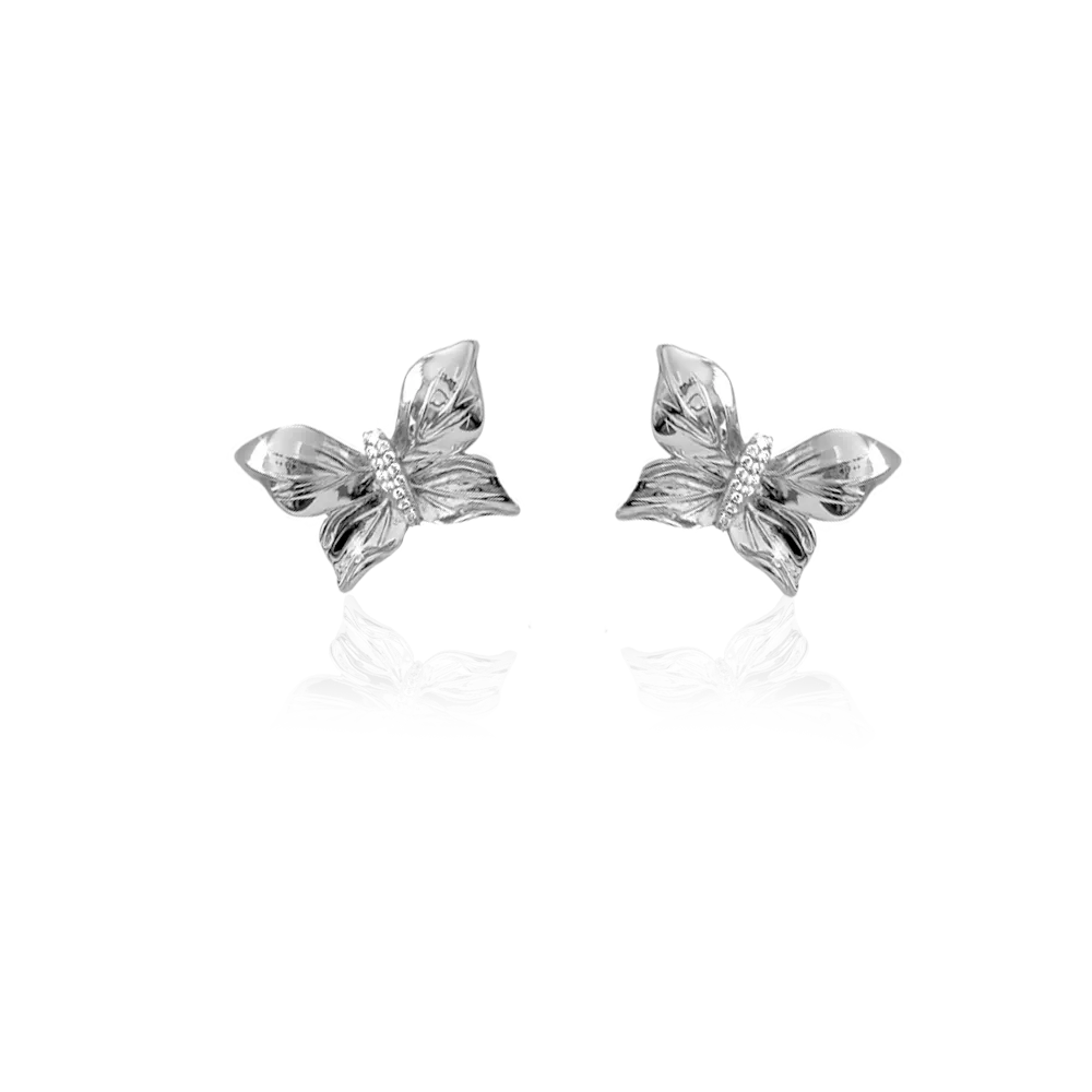 IOAKU Papillon Crystal Stud øredobber gull sommerfugl