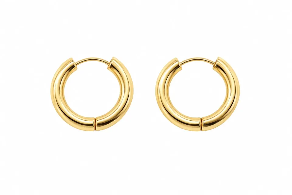 Wos Thick hoops øredobber gull 13 mm stål