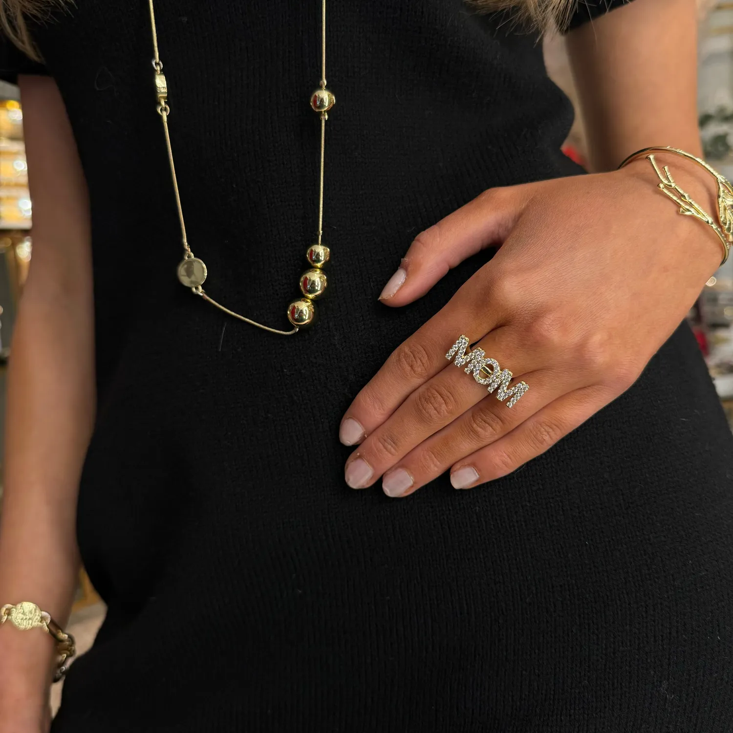IOAKU Statement Sparkle MOM ring gull justerbar