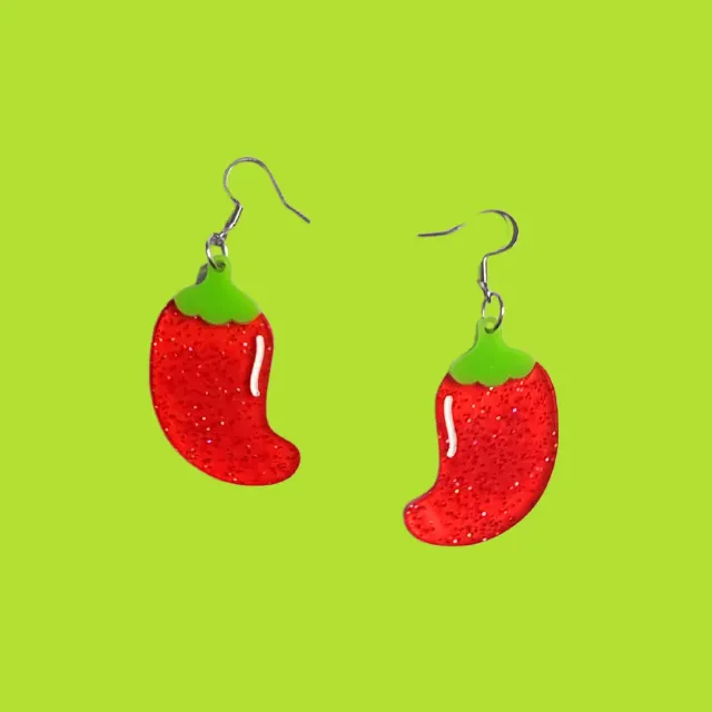 MiniKitty Spicy Peppers øredobber rød akryl