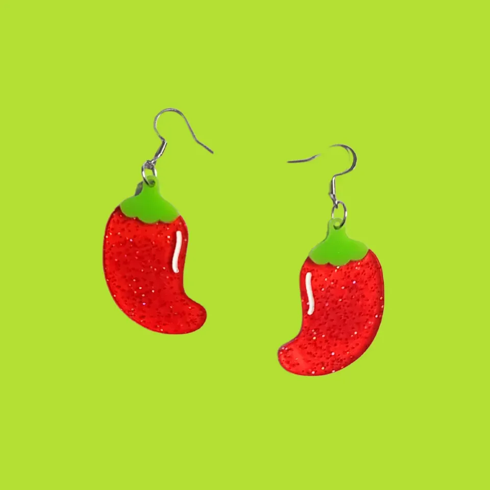 MiniKitty Spicy Peppers øredobber rød akryl
