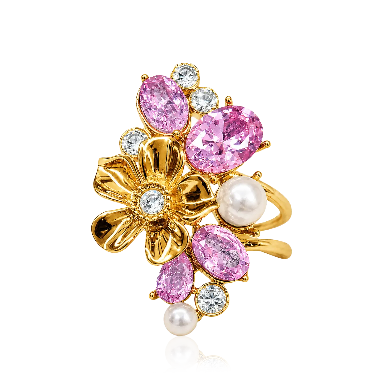 IOAKU La Fleur Garden ring rosa messing