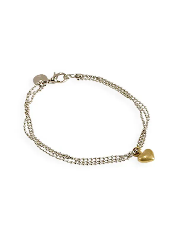 pfg Stockholm Double Heart armbånd gull sølv miks