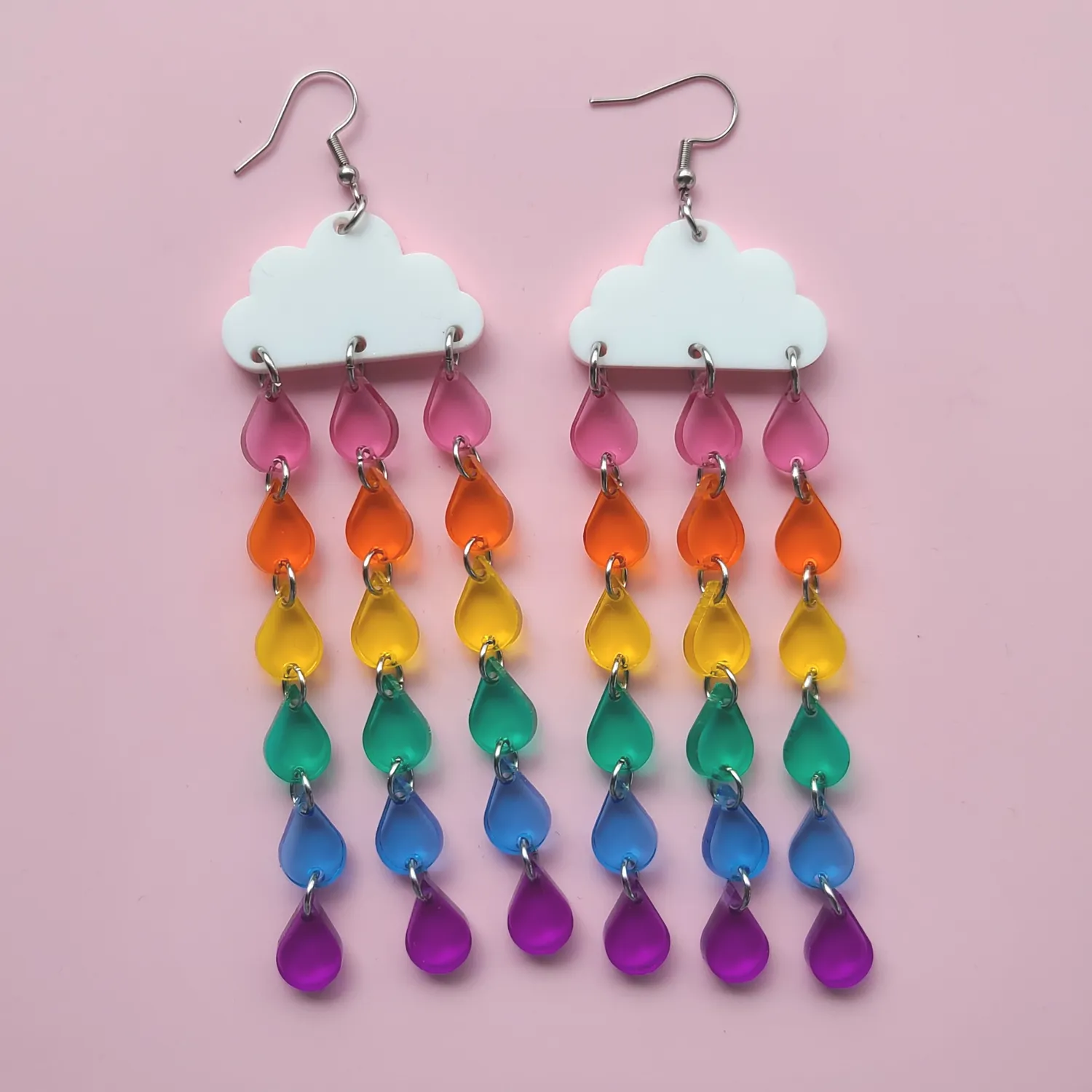 MiniKitty Raining Rainbow Clouds øredobber lette farger