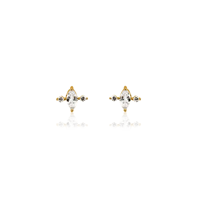 IOAKU Bianca Stud Earrings øredobber gull krystall